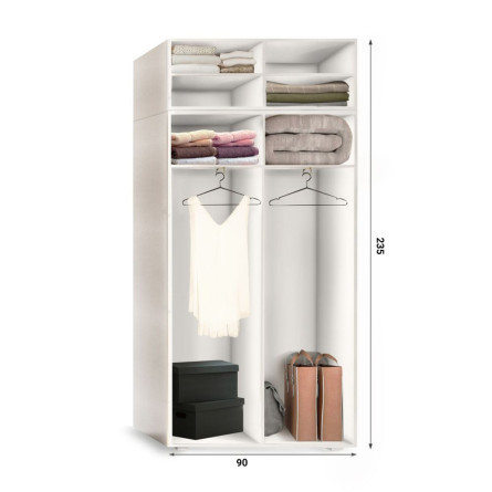 Szafa Garderoba z nadstawką i lustrem uchylna Aria 90 uchwyt gałka