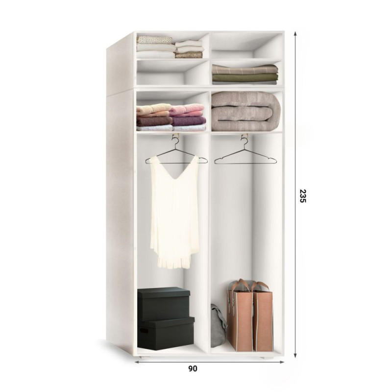 Szafa Garderoba z nadstawką i lustrem uchylna Aria 90 uchwyt gałka