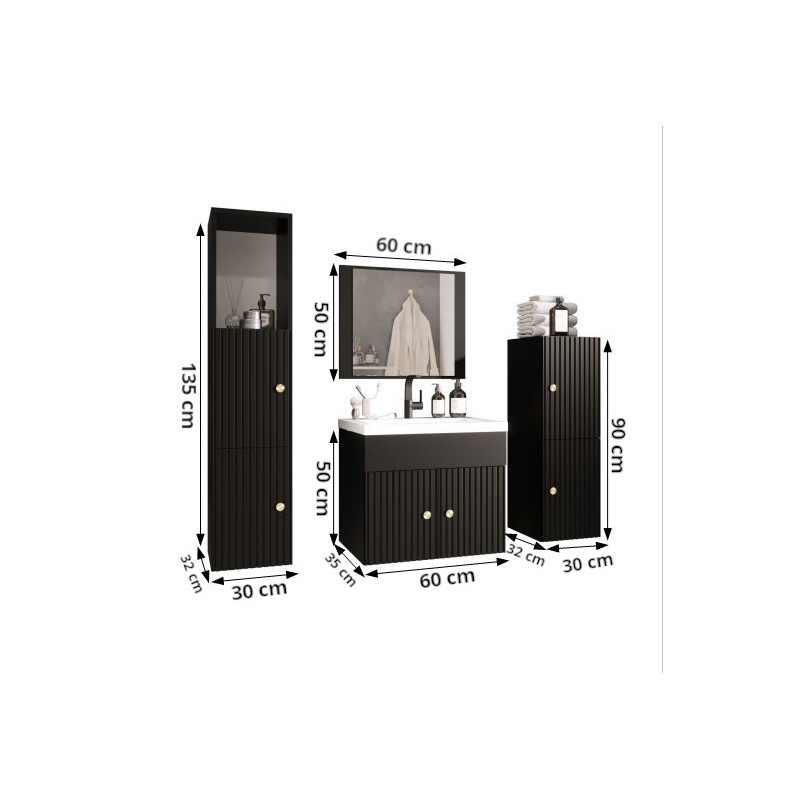 Zestaw LOGO - Szafka pod Umywalkę i Lustro, Nowoczesny Design | Meublia