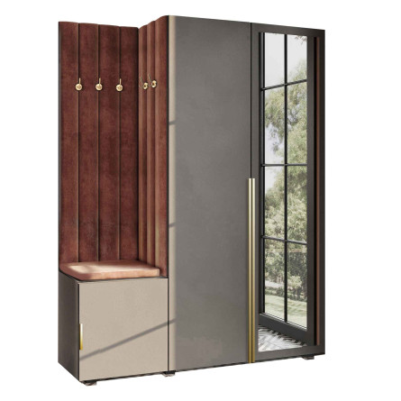 Garderoba Aria wersja 5 szara z lustrem Hexa