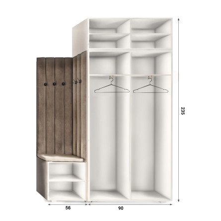 Garderoba Aria wersja 6 Biała z nadstawką