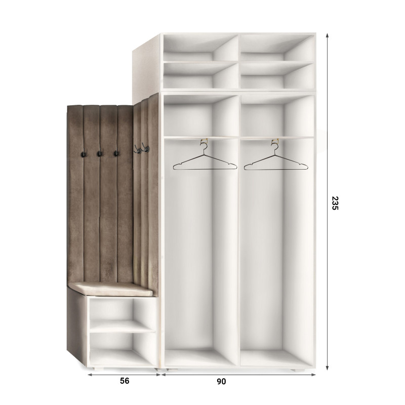 Garderoba Aria wersja 6 Biała z nadstawką
