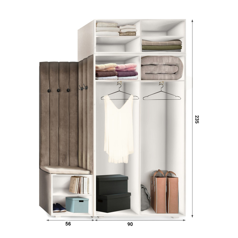 Garderoba Aria wersja 6 Biała z nadstawką