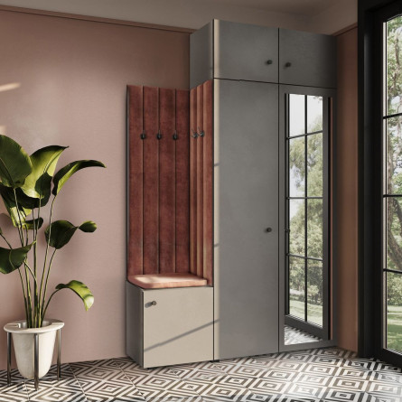 Garderoba Aria wersja 6 szara z lustrem z nadstawką