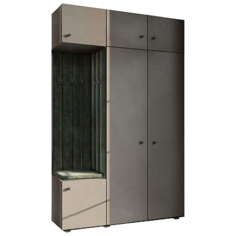 Garderoba Aria wersja 7 szara z nadstawką i szafką wiszącą uchwyt gałka Garderoba Aria wersja 7 szara z nadstawką i szafką wiszącą uchwyt gałka