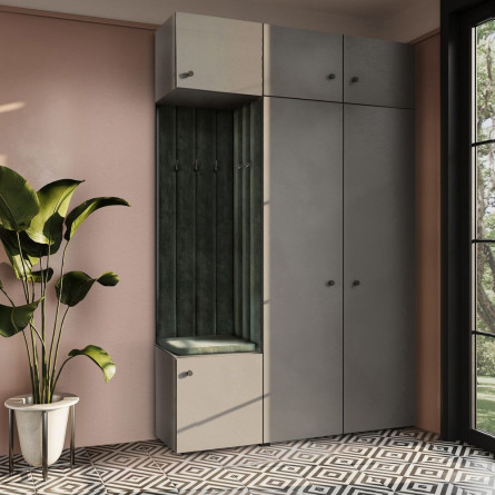 Garderoba Aria wersja 7 szara z nadstawką i szafką wiszącą uchwyt gałka Garderoba Aria wersja 7 szara z nadstawką i szafką wiszącą uchwyt gałka