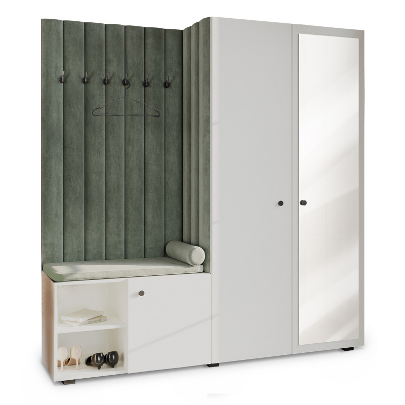 Garderoba Aria wersja 1 Biała z lustrem uchwyt gałka