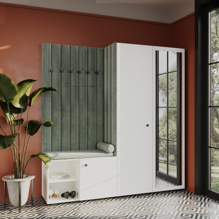 Garderoba Aria wersja 1 Biała z lustrem uchwyt gałka