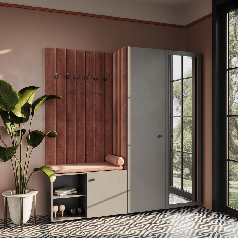 Garderoba Aria wersja 1 Szary z lustrem uchwyt gałka Garderoba Aria wersja 1 Szary z lustrem uchwyt gałka