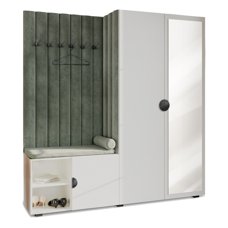 Garderoba Aria wersja 1 Biała z lustrem uchwyt półokrągły