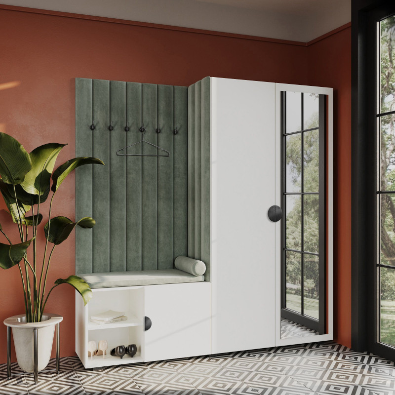 Garderoba Aria wersja 1 Biała z lustrem uchwyt półokrągły