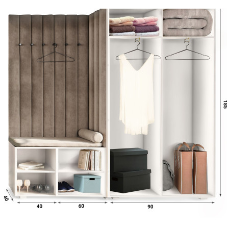 Garderoba Aria wersja 1 Kaszmir uchwyt półokrągły