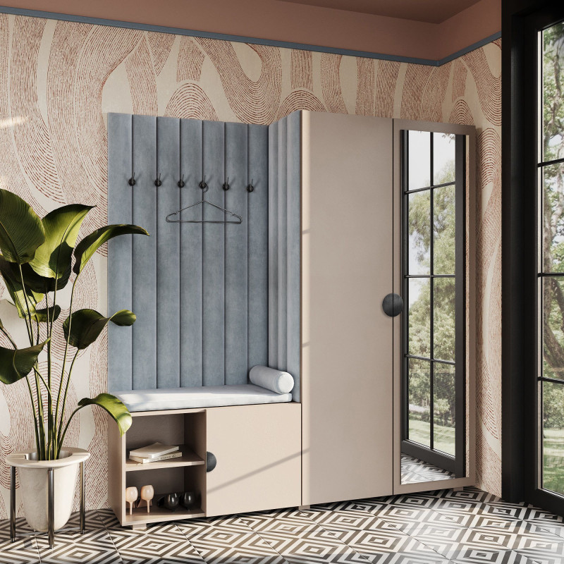 Garderoba Aria wersja 1 Beż piaskowy z lustrem uchwyt półokrągły