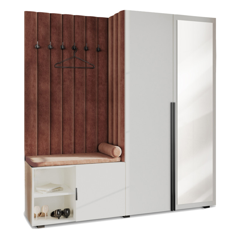 Garderoba Aria wersja 1 Biała z lustrem Hexa