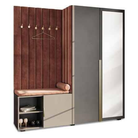 Garderoba Aria wersja 1 szara z lustrem Hexa
