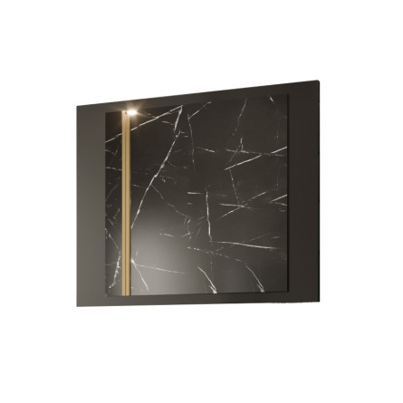 Zestaw Tiko - Szafka pod Umywalkę i Lustro, Czarny Mat, Złote Uchwyty | Meublia