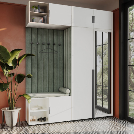 Garderoba Aria Szary z lustrem, nadstawką i szafką wiszącą