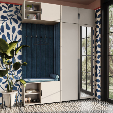 Garderoba Aria Szary z lustrem, nadstawką i szafką wiszącą