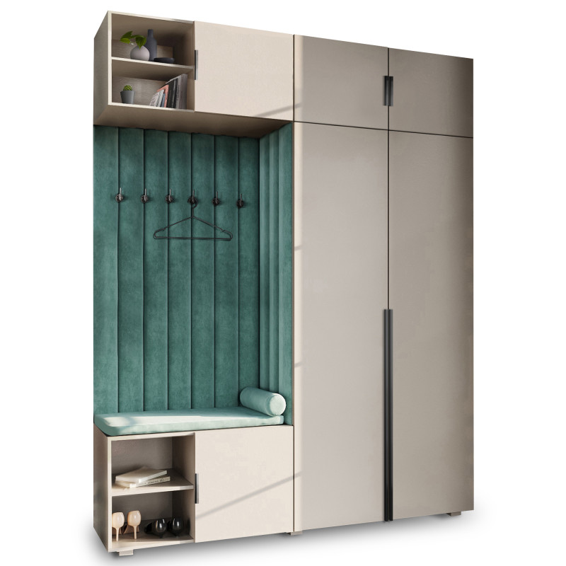 Garderoba Aria Hexa wersja 4 kaszmir z nadstawką i szafką wiszącą Garderoba Aria Hexa wersja 4 kaszmir z nadstawką i szafką wiszącą