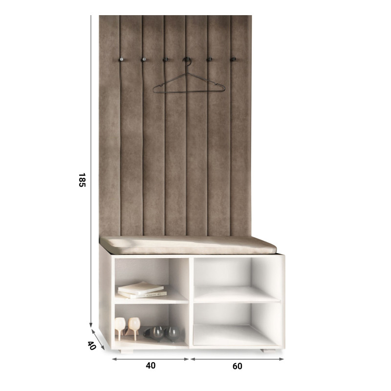 Garderoba Aria Wieszak Aria wersja 8 szafka 56 Kaszmir uchwyt gałka