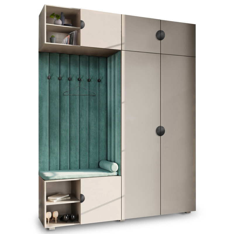 Garderoba Aria wersja 4 kaszmir z nadstawką i szafką wiszącą uchwyt półokrągły Garderoba Aria wersja 4 kaszmir z nadstawką i szafką wiszącą uchwyt półokrągły