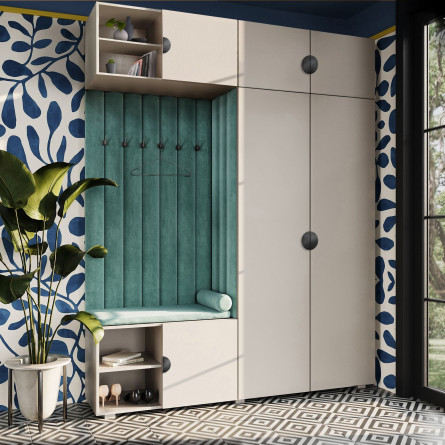 Garderoba Aria wersja 4 kaszmir z nadstawką i szafką wiszącą uchwyt półokrągły Garderoba Aria wersja 4 kaszmir z nadstawką i szafką wiszącą uchwyt półokrągły