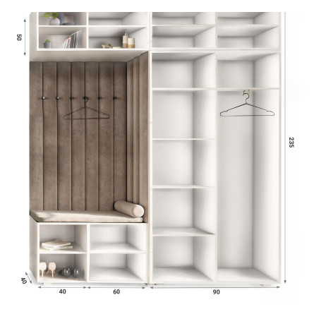 Garderoba Aria wersja 4 Szary z nadstawką i szafką wiszącą PTO Garderoba Aria wersja 4 Szary z nadstawką i szafką wiszącą PTO