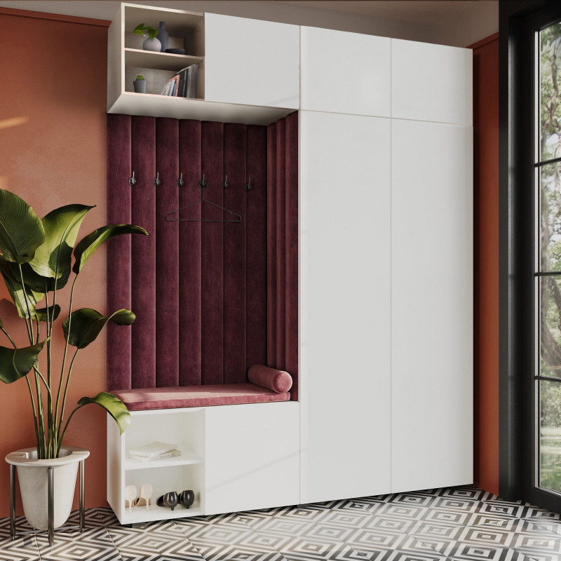 Garderoba Aria wersja 4 biała z nadstawką i szafką wiszącą PTO