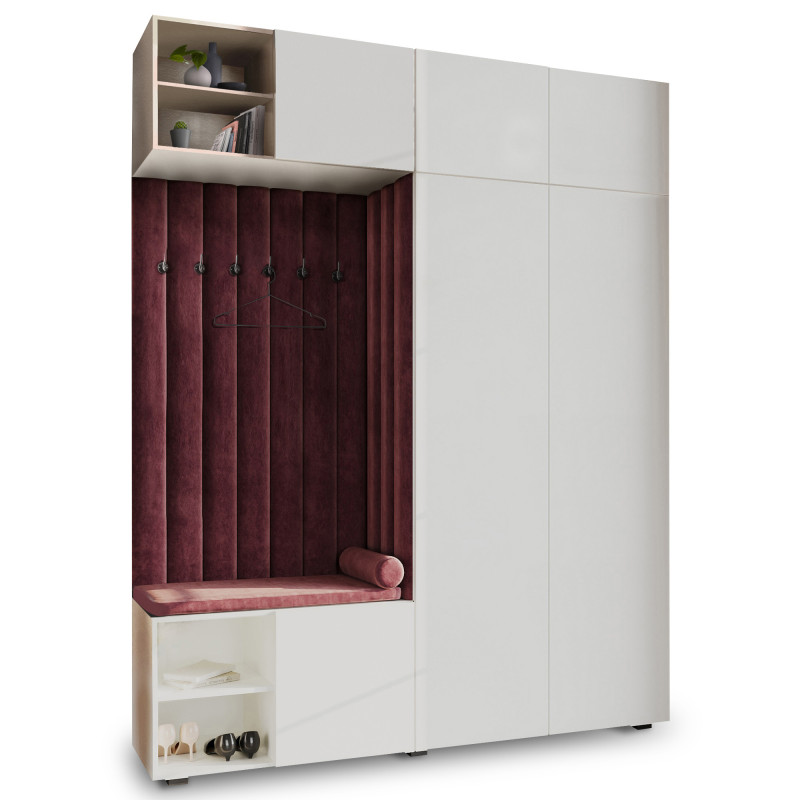 Garderoba Aria wersja 4 biała z nadstawką i szafką wiszącą PTO