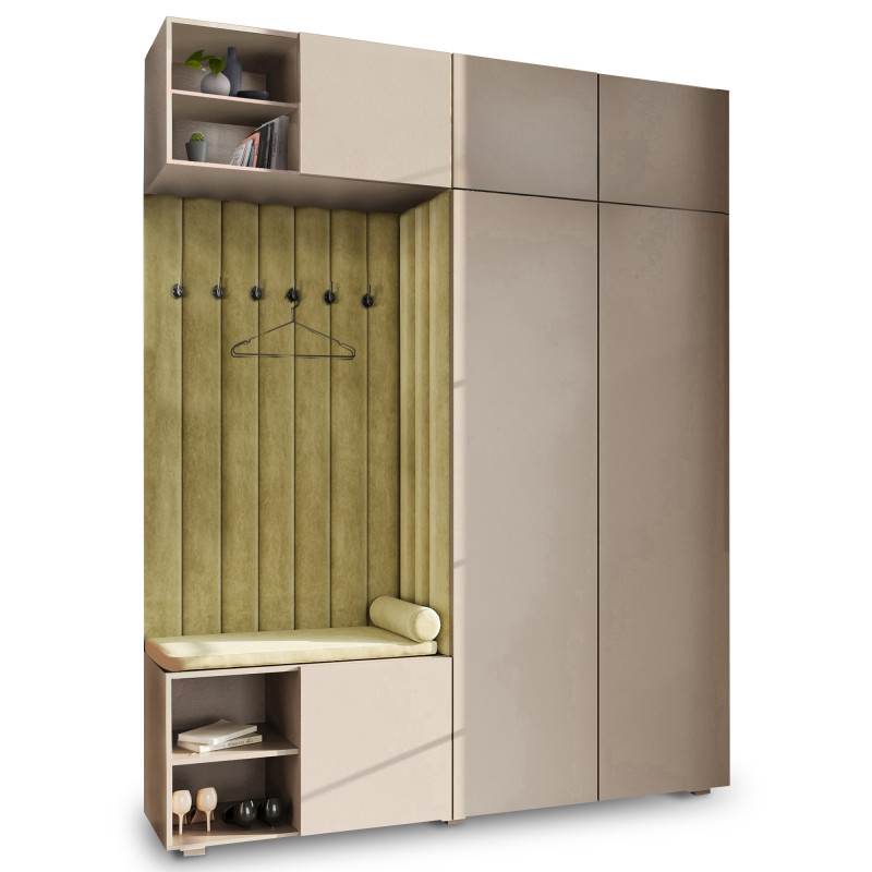 Garderoba Aria wersja 4 piasek pustyni z nadstawką i szafką wiszącą PTO Garderoba Aria wersja 4 piasek pustyni z nadstawką i szafką wiszącą PTO