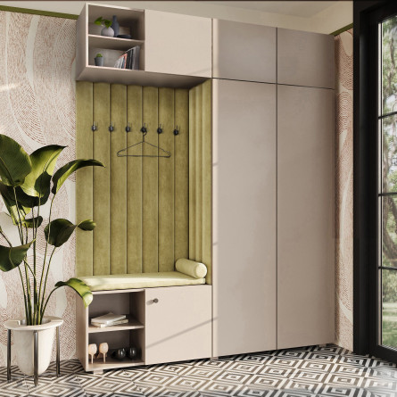 Garderoba Aria wersja 4 piasek pustyni z nadstawką i szafką wiszącą PTO Garderoba Aria wersja 4 piasek pustyni z nadstawką i szafką wiszącą PTO