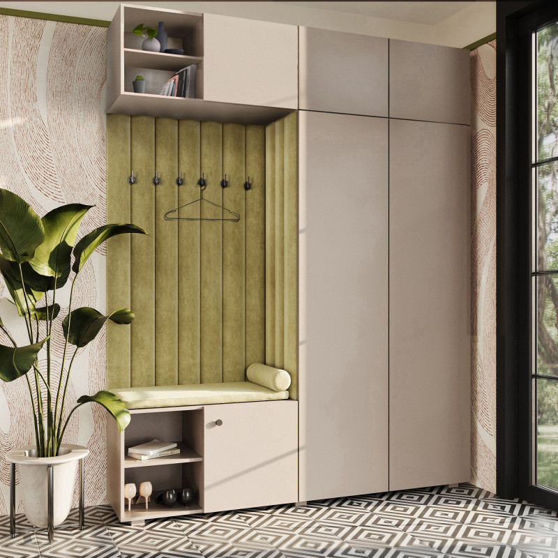 Garderoba Aria wersja 4 piasek pustyni z nadstawką i szafką wiszącą PTO Garderoba Aria wersja 4 piasek pustyni z nadstawką i szafką wiszącą PTO