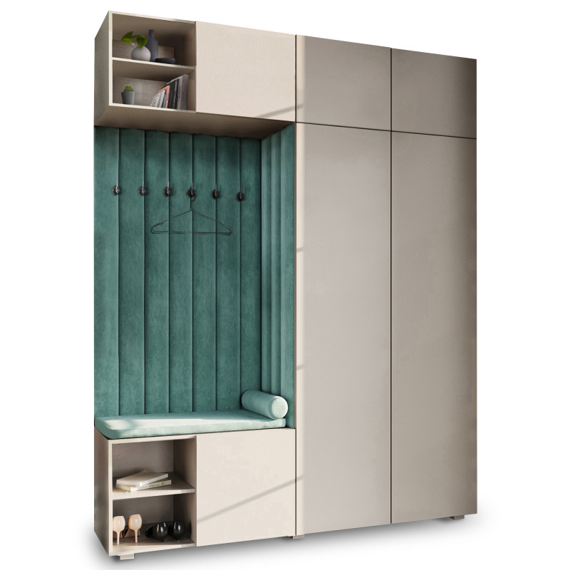 Garderoba Aria wersja 4 kaszmir z nadstawką i szafką wiszącą PTO