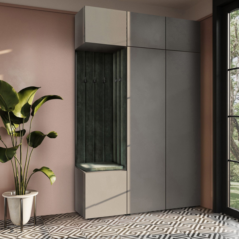 Garderoba Aria wersja 7 szara z nadstawką i szafką wiszącą PTO