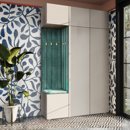 Garderoba Aria wersja 7 kaszmir z nadstawką i szafką wiszącą PTO