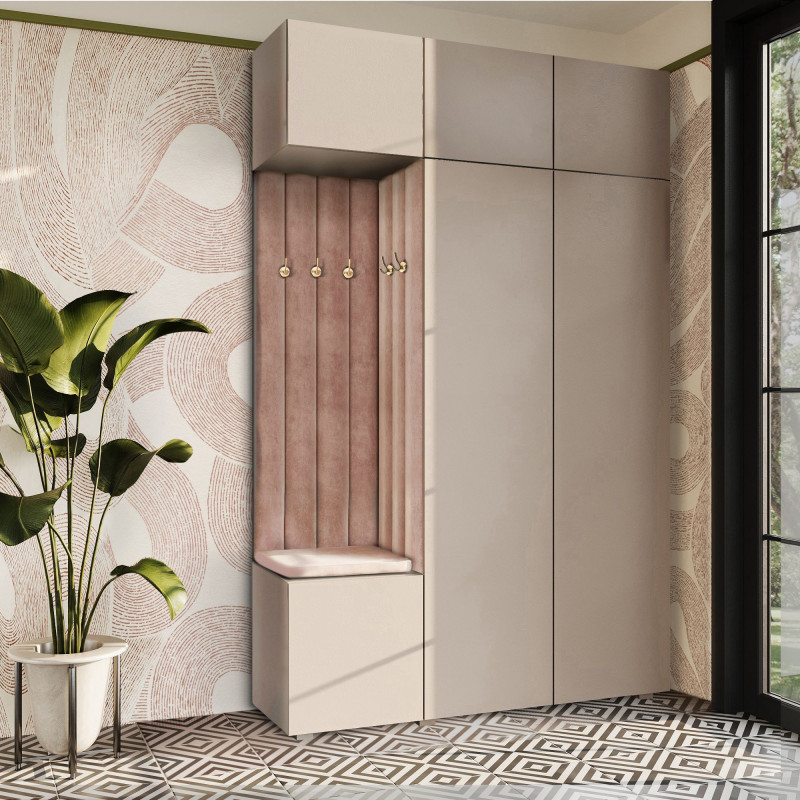 Garderoba Aria wersja 7 beżowa z szafką wiszącą i nadstawką PTO