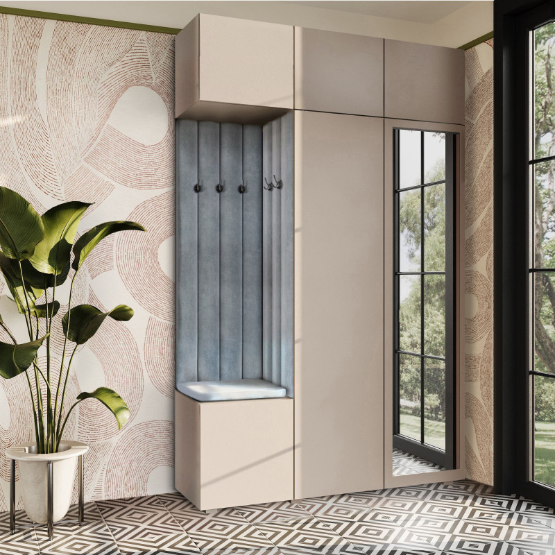 Garderoba Aria wersja 7 beżowa z lustrem nadstawką i szafką wiszącą PTO