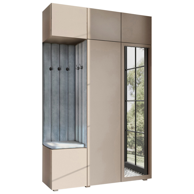 Garderoba Aria wersja 7 beżowa z lustrem nadstawką i szafką wiszącą PTO