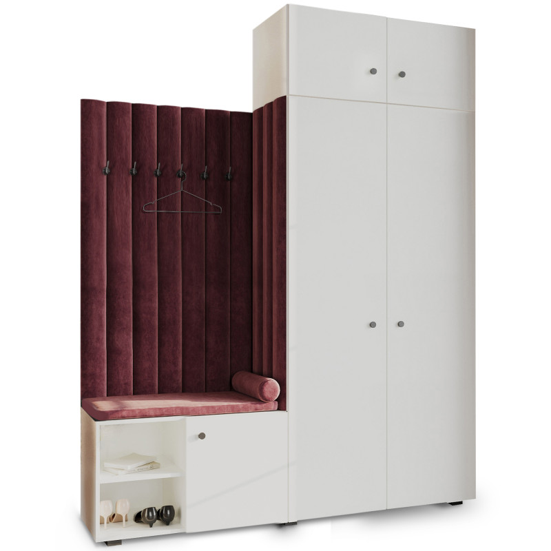 Garderoba Aria wersja 3 biała z nadstawką uchwyt gałka