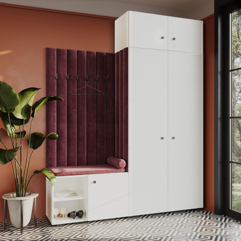 Garderoba Aria wersja 3 biała z nadstawką uchwyt gałka