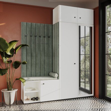 Garderoba Aria wersja 3 biała z lustrem i nadstawką uchwyt gałka Garderoba Aria wersja 3 biała z lustrem i nadstawką uchwyt gałka