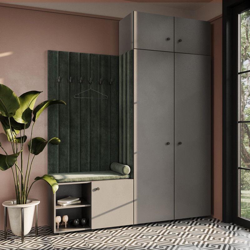 Garderoba Aria wersja 3 Szary z nadstawką uchwyt gałka