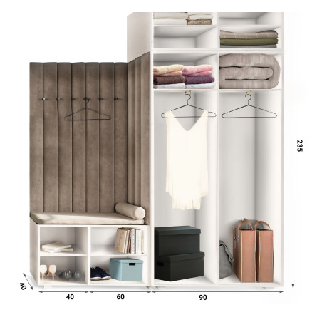 Garderoba Aria wersja 3 biała z lustrem i nadstawką PTO