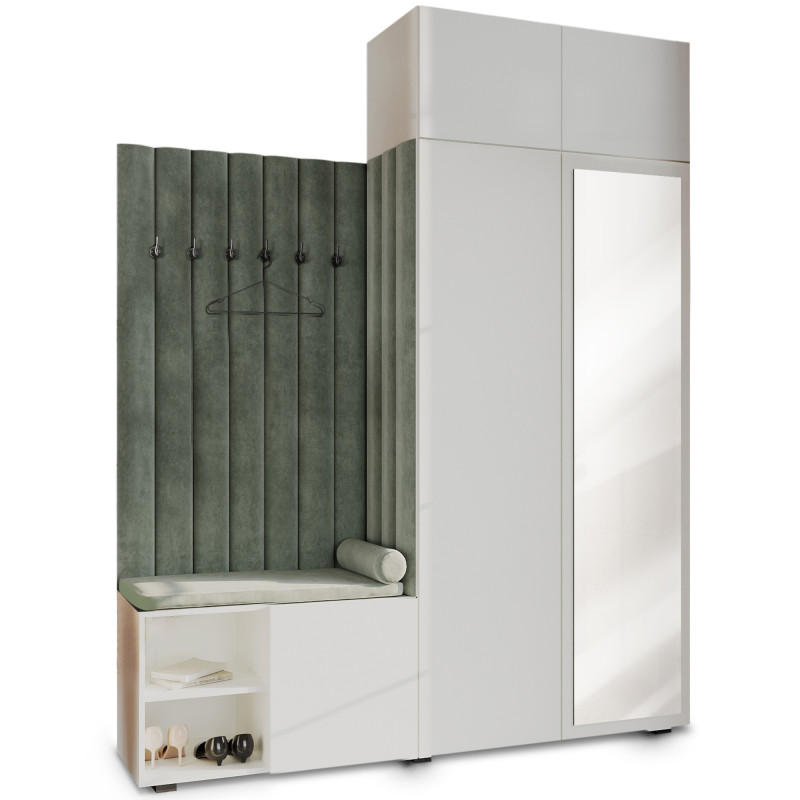 Garderoba Aria wersja 3 biała z lustrem i nadstawką PTO