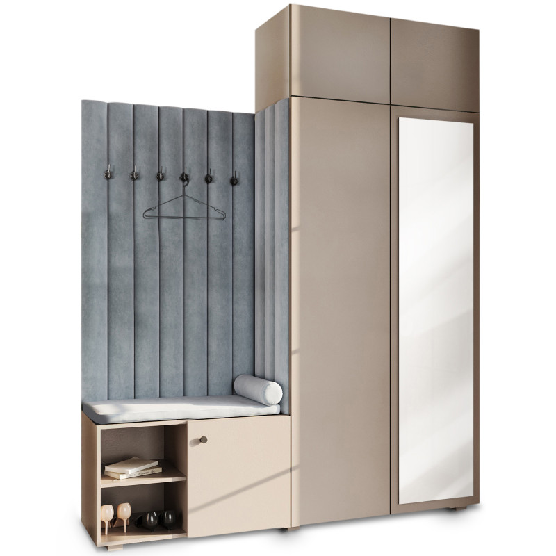 Garderoba Aria wersja 3 piasek pustyni z lustrem i nadstawką PTO