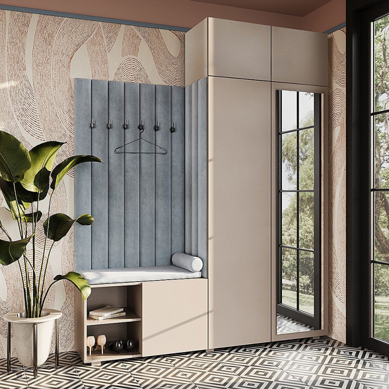 Garderoba Aria wersja 3 piasek pustyni z lustrem i nadstawką PTO