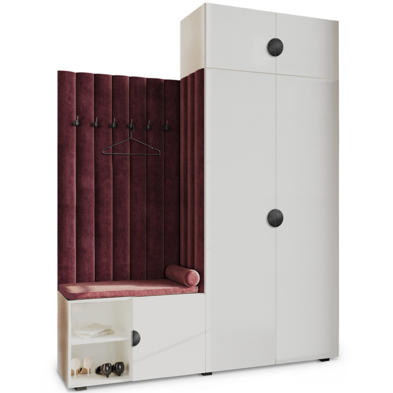 Garderoba Aria wersja 3 biała z nadstawką uchwyt półokrągły