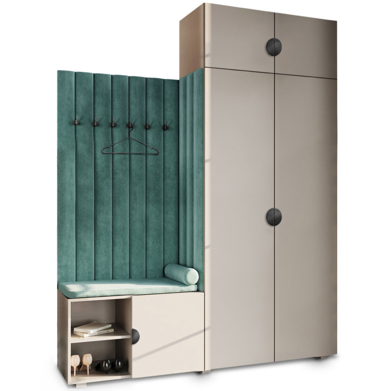 Garderoba Aria wersja 3 kaszmir z nadstawką uchwyt półokrągły