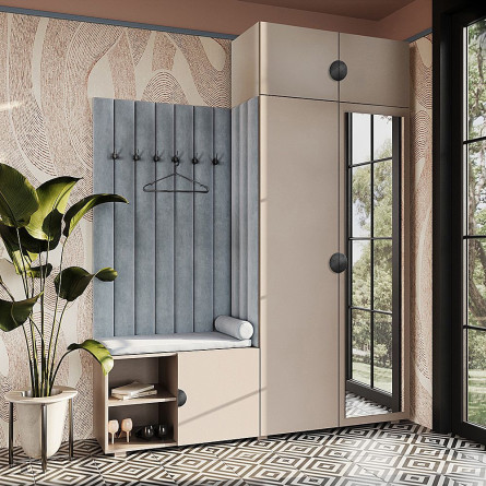 Garderoba Aria wersja 3 piasek pustyni z lustrem i nadstawką uchwyt półokrągły