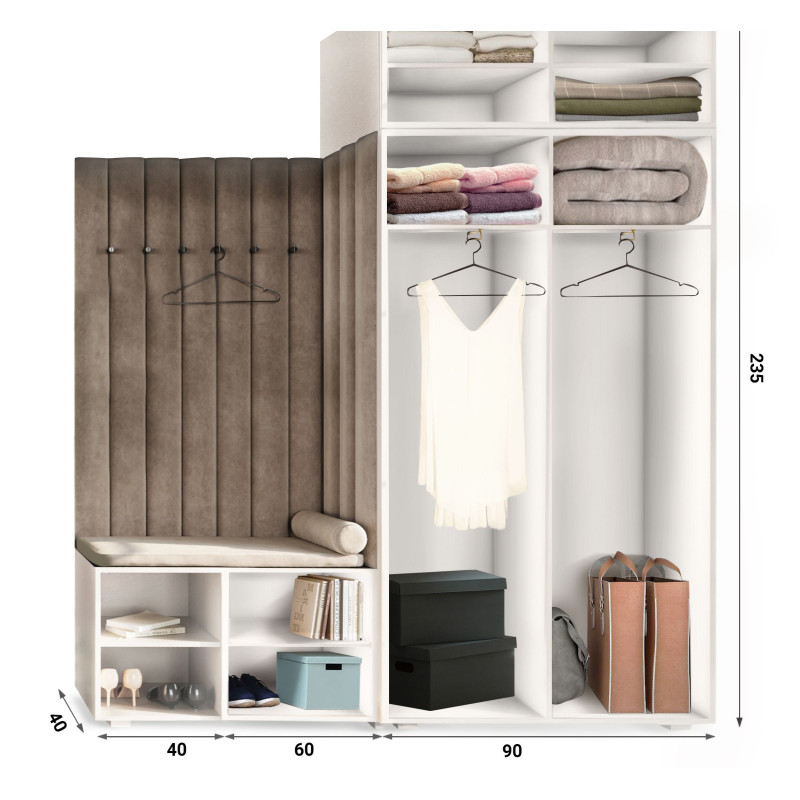 Garderoba Aria wersja 3 Szary z nadstawką uchwyt półokrągły